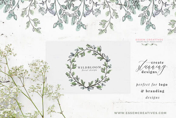 Serene Greenery Watercolor Clipart in Illustrations - product preview 2