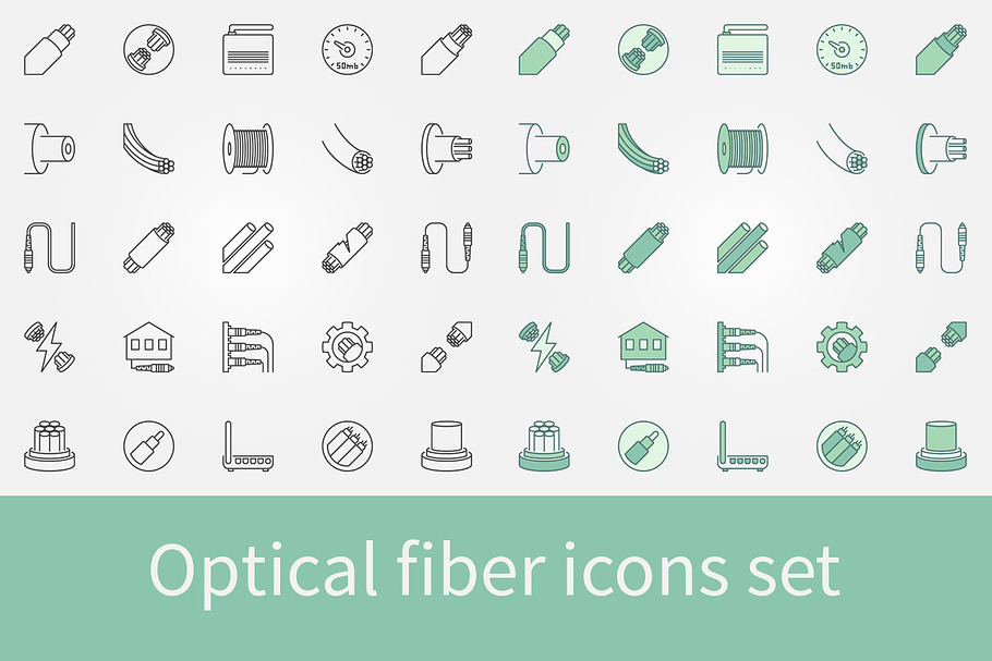 Optical Fiber icons set