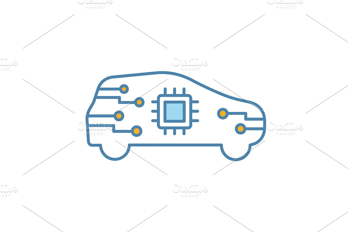 AI car in side view color icon in Icons - product preview 8