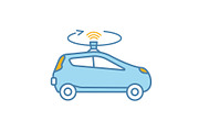 Autonomous car with LIDAR color icon