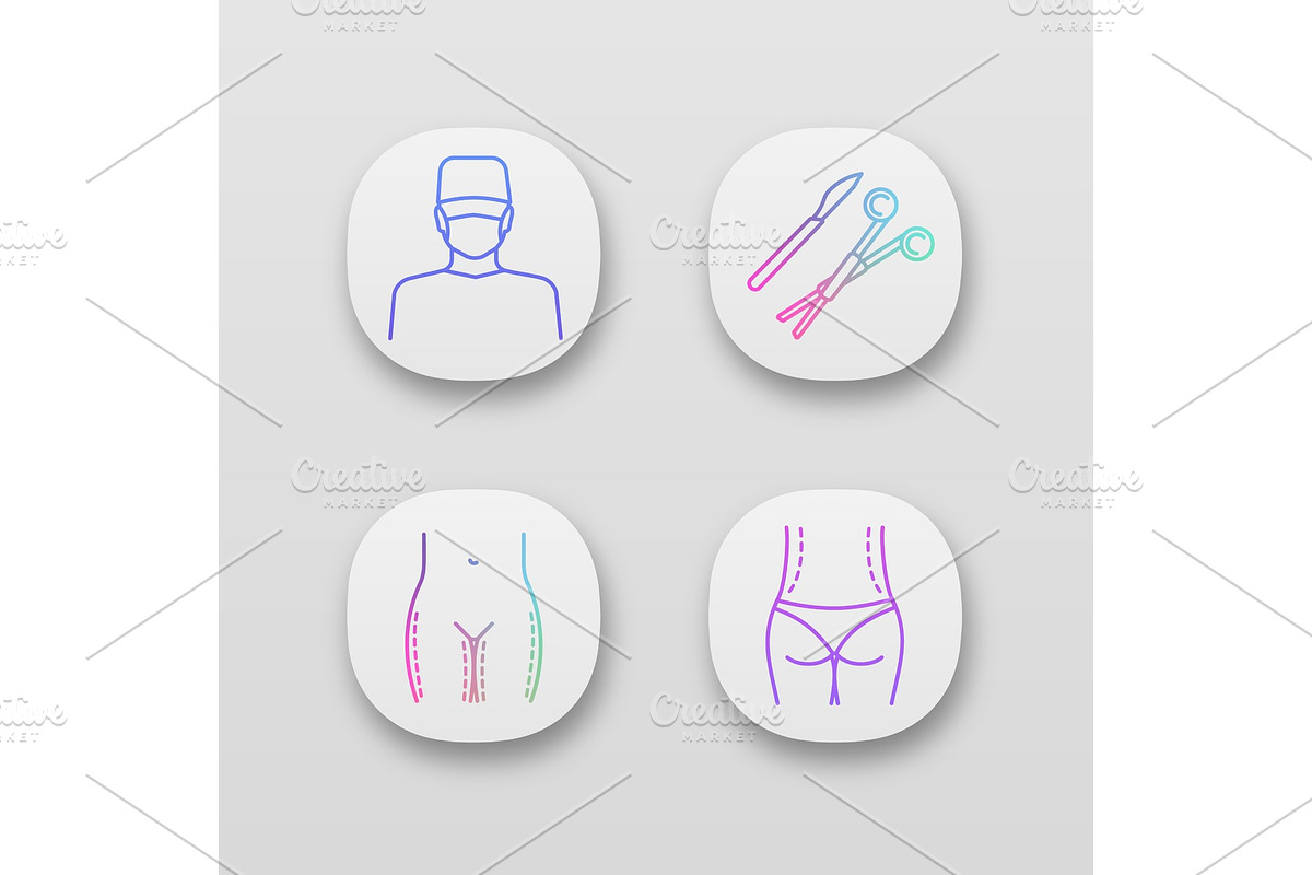 Plastic surgery app icons set in Icons - product preview 8