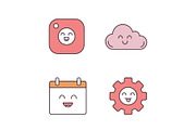 Smiling items color icons set