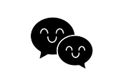 Smiling speech bubbles glyph icon