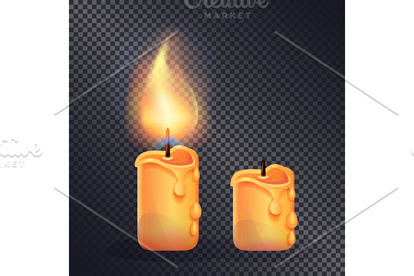 Two Wax Candles on Transparent