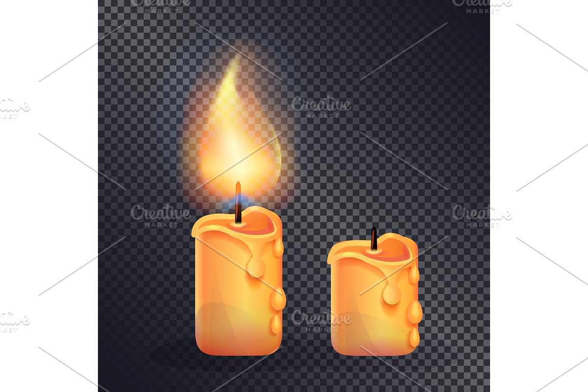 Two Wax Candles on Transparent in Illustrations - product preview 8