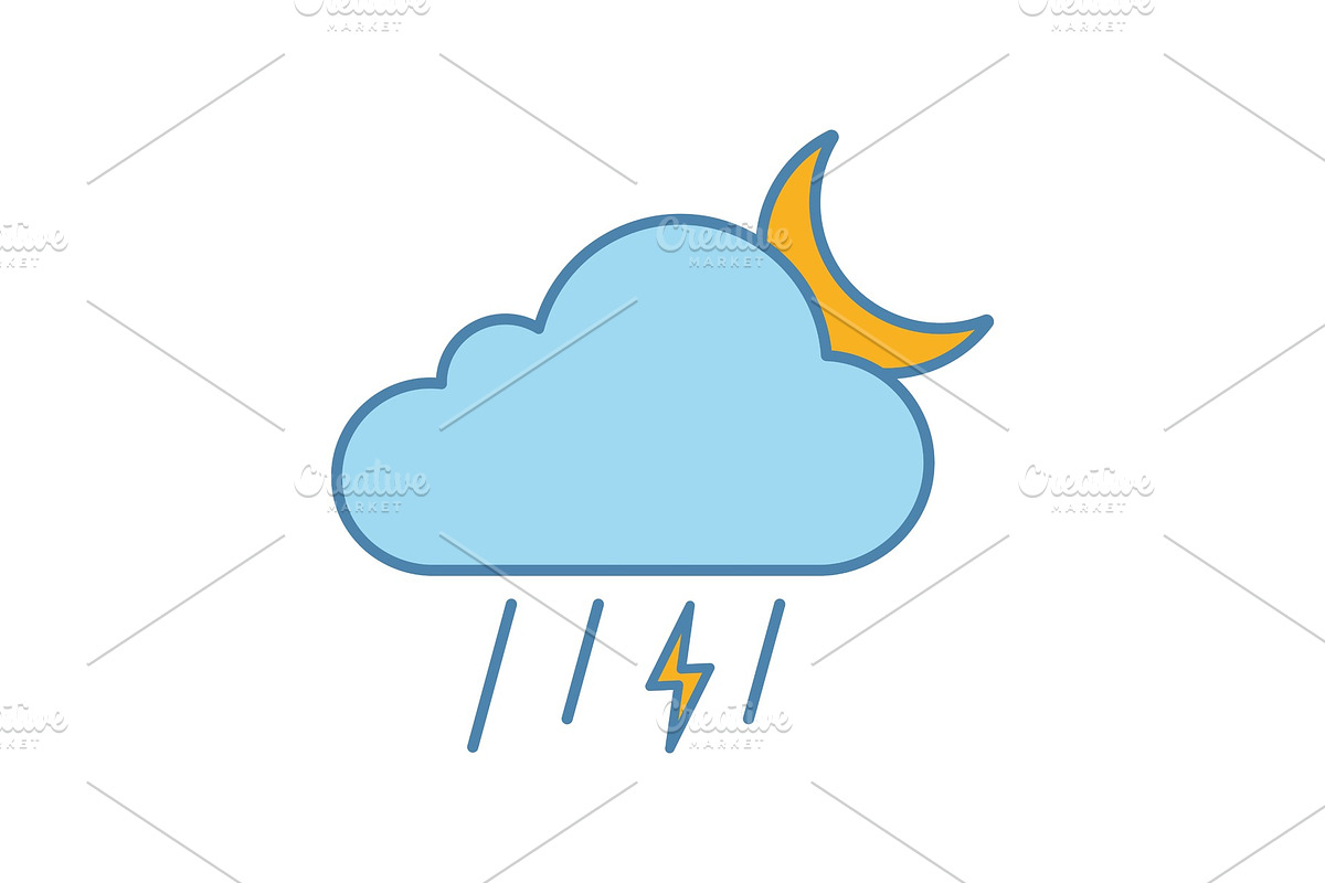Night thunderstorm color icon in Icons - product preview 8