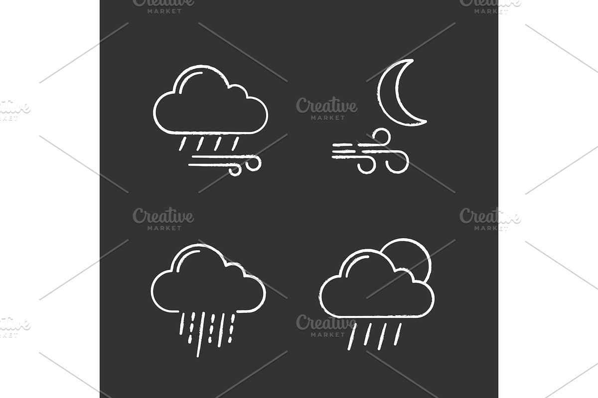 Weather forecast chalk icons set in Icons - product preview 8