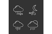 Weather forecast chalk icons set