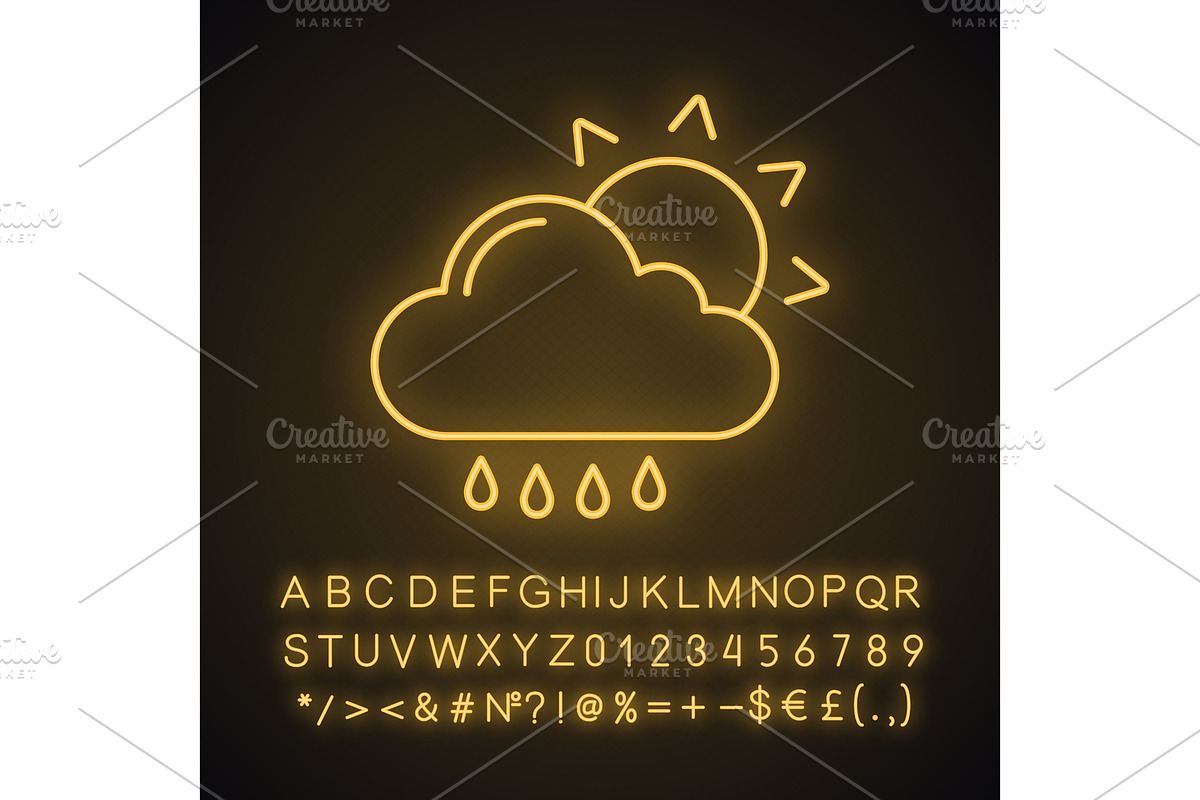 Rain with sun neon light icon in Icons - product preview 8