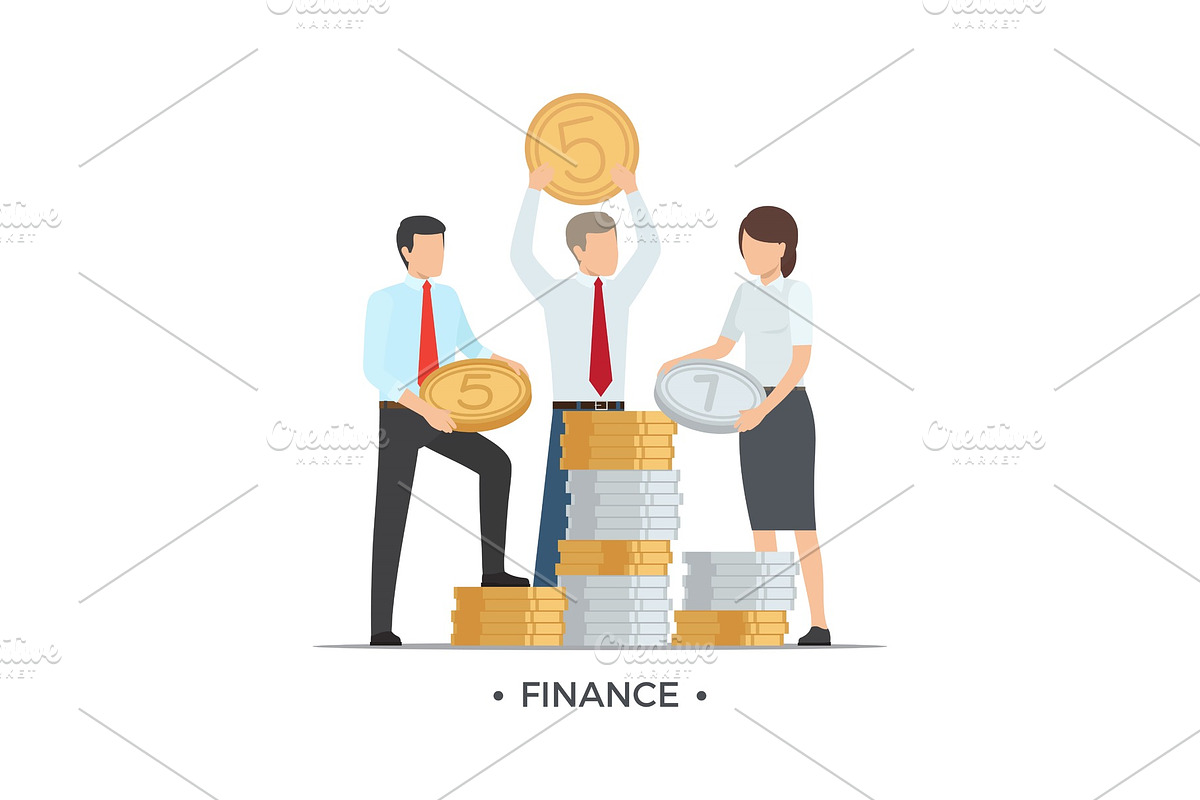 Finance People with Coins Vector in Illustrations - product preview 8