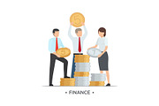 Finance People with Coins Vector