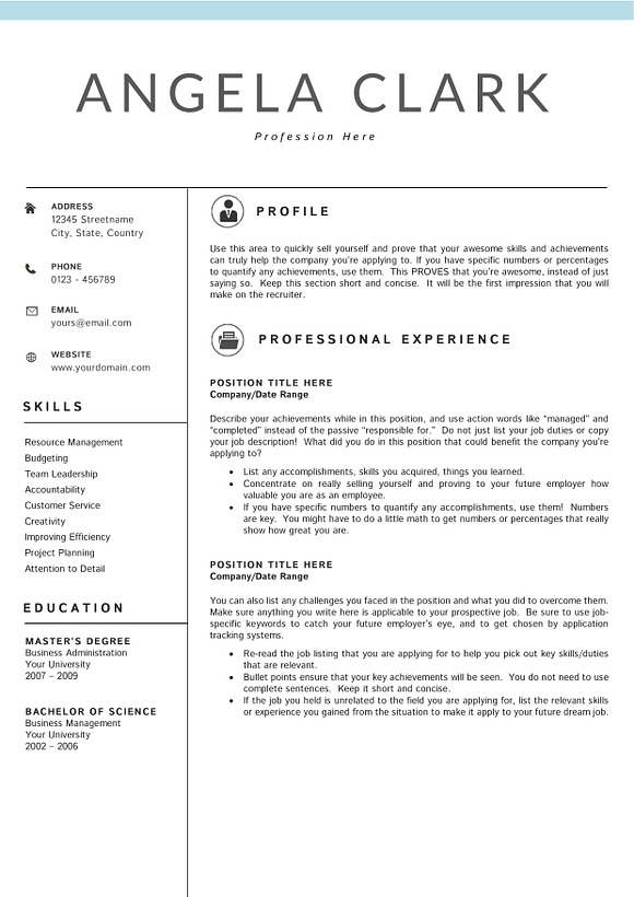 Professional Resume Template in Resume Templates - product preview 3