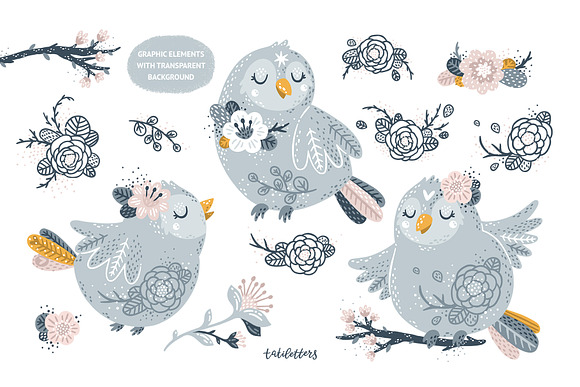 Birds and Flowers Prints & patterns in Illustrations - product preview 2