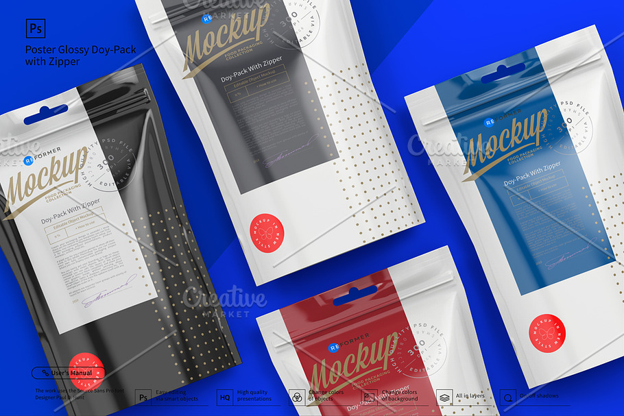Doy-Pack with Zipper Poster Mockup 