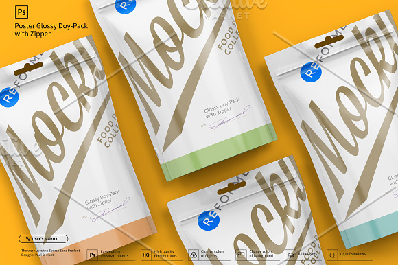 Doy-Pack with Zipper Poster Mockup  in Product Mockups - product preview 4