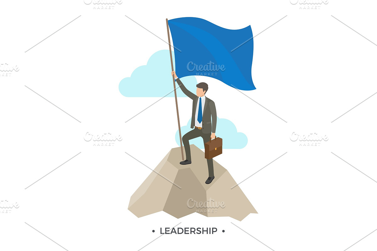 Leadership Man with Flag on Vector in Illustrations - product preview 8