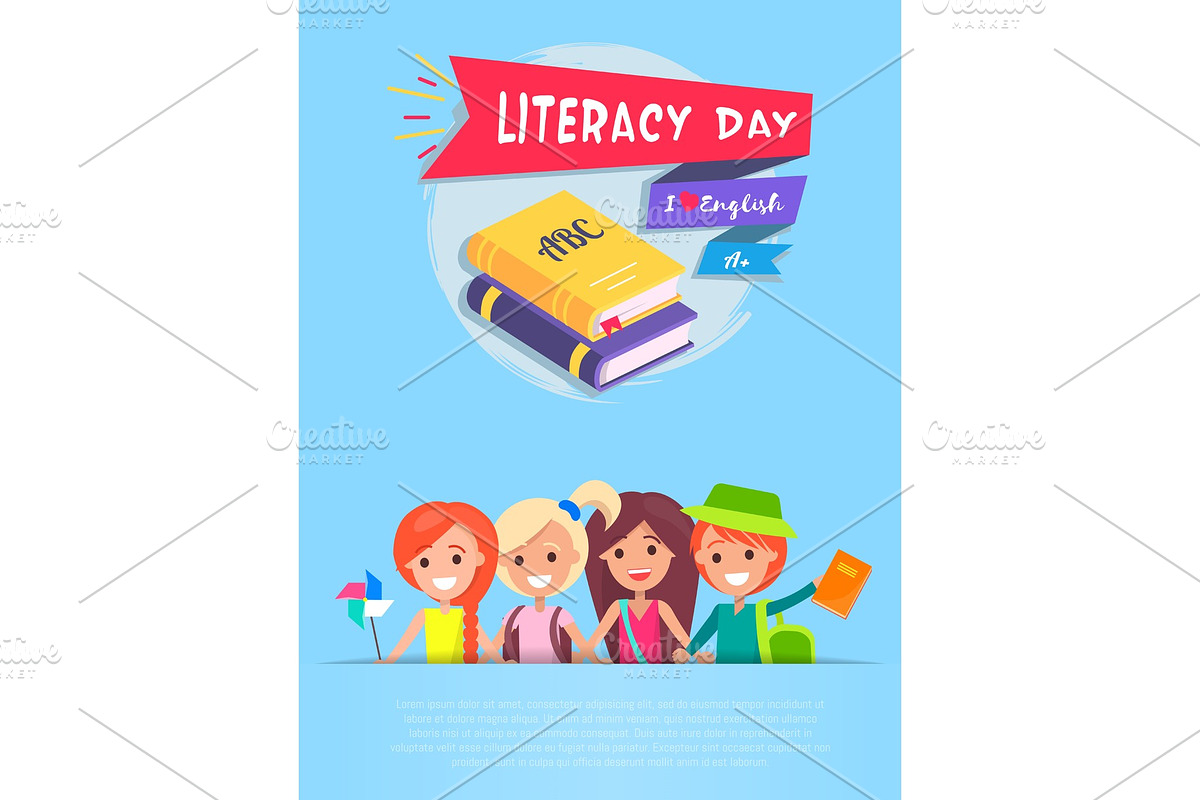 Literacy Day Light-Blue on Vector in Illustrations - product preview 8