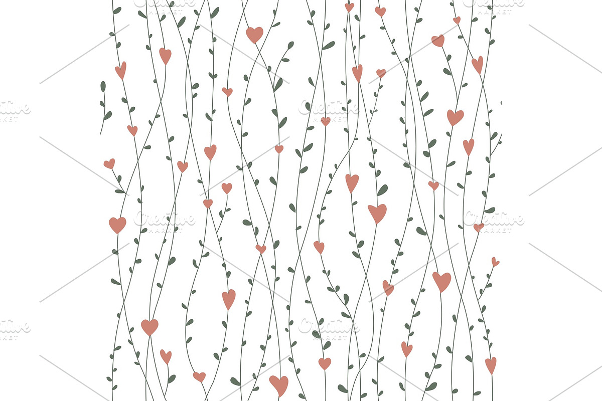 Cute seamless pattern with hearts in Illustrations - product preview 8