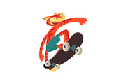 Red Cat Riding Skateboard, Funny