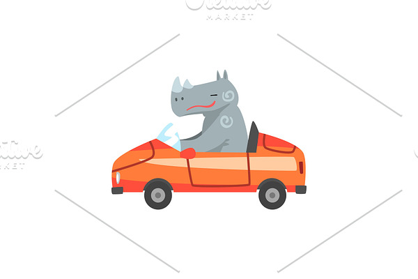 Hippo Driving Red Car, Animal
