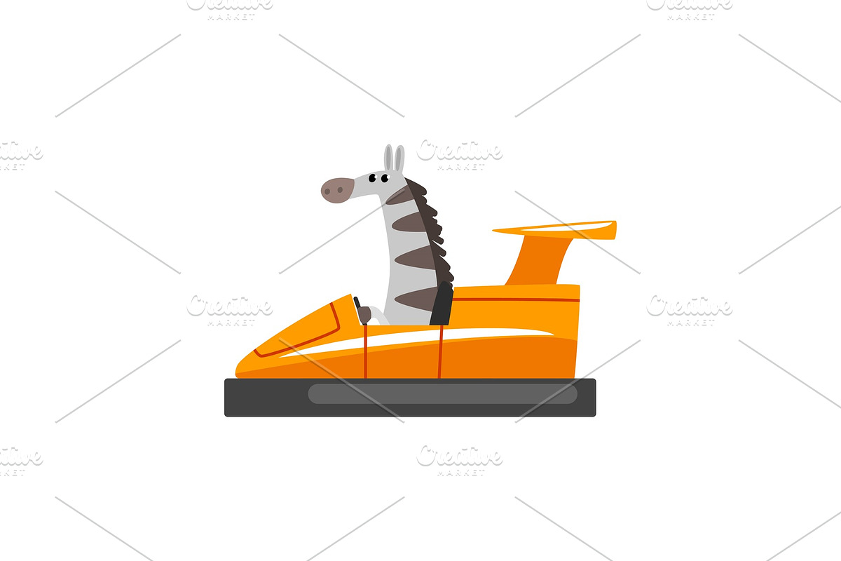 Zebra Riding Bumper Car, Funny in Illustrations - product preview 8