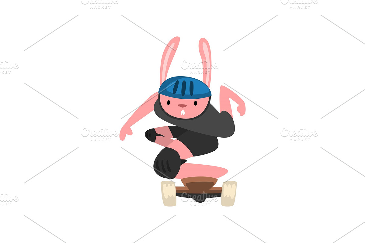 Rabbit Wearing Helmet Riding in Illustrations - product preview 8
