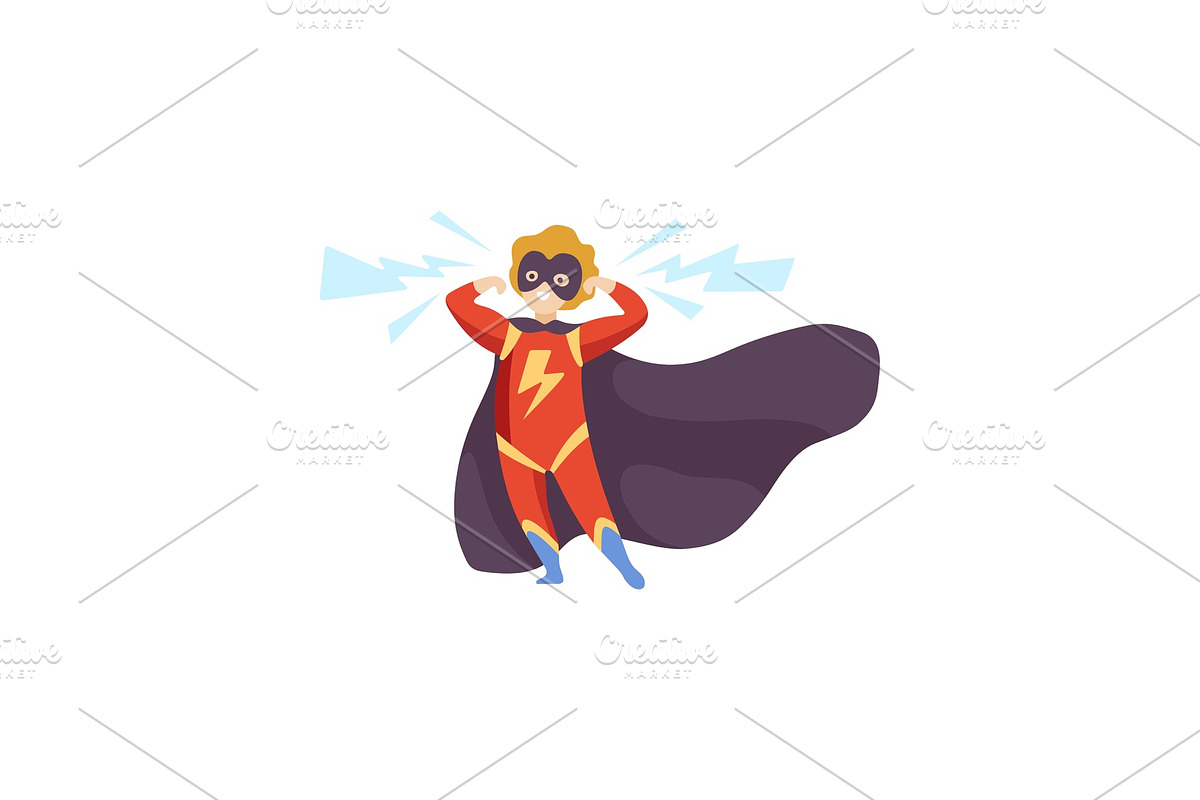 Cute Boy Wearing Red Superhero in Illustrations - product preview 8