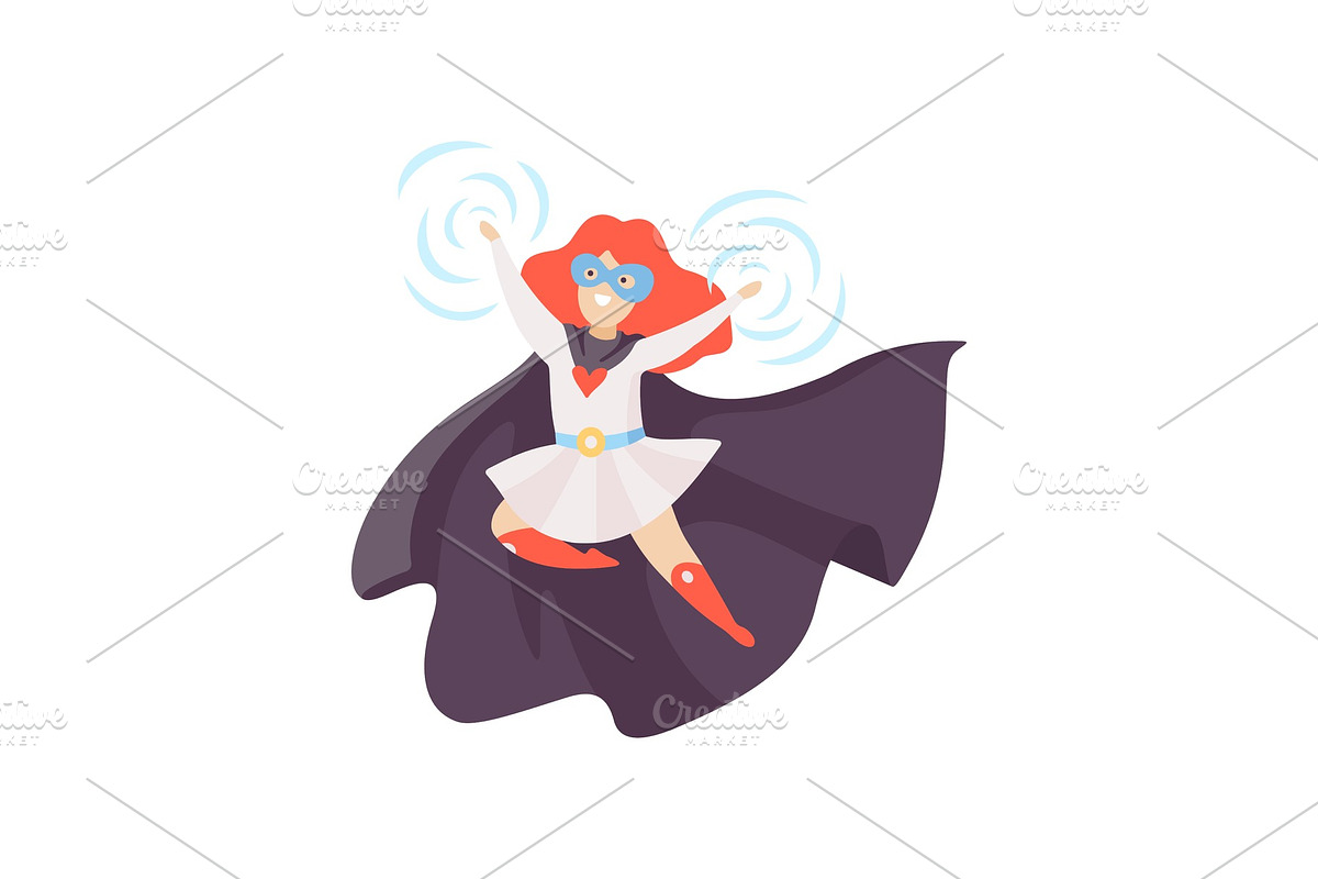 Cute Redhead Girl Wearing Superhero in Illustrations - product preview 8