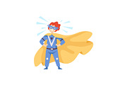 Boy Wearing Blue Superhero Costume