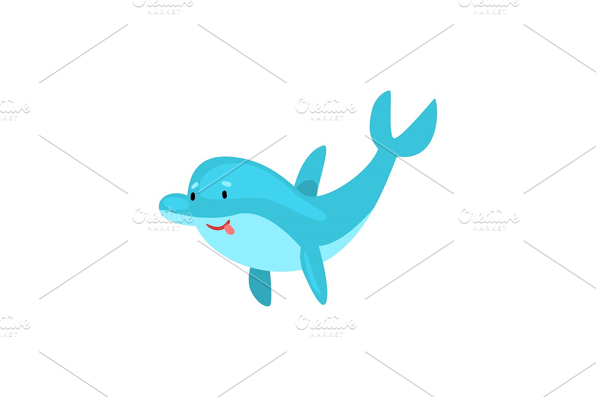 Cute Smiling Dolphin Cartoon Sea in Illustrations - product preview 8