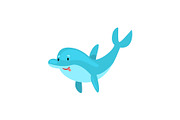 Cute Smiling Dolphin Cartoon Sea