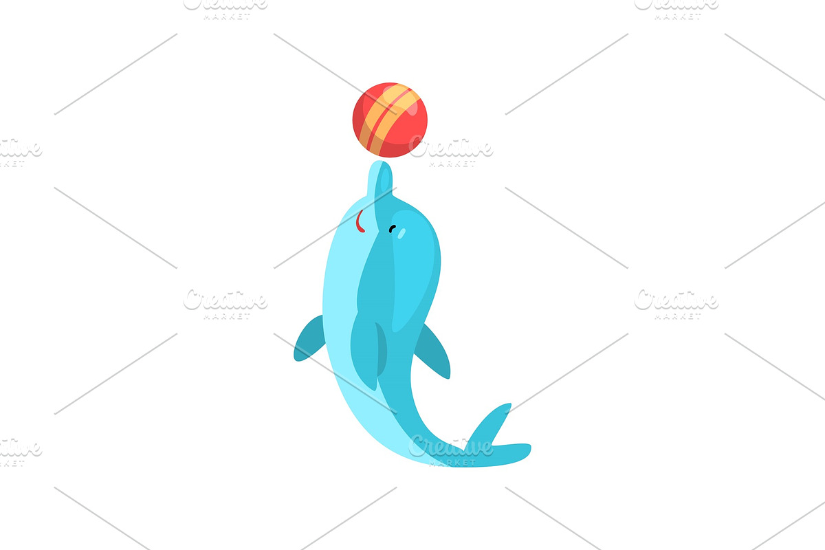 Cute Dolphin Playing with Ball in Illustrations - product preview 8