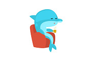 Dolphin Sitting in Armchair and