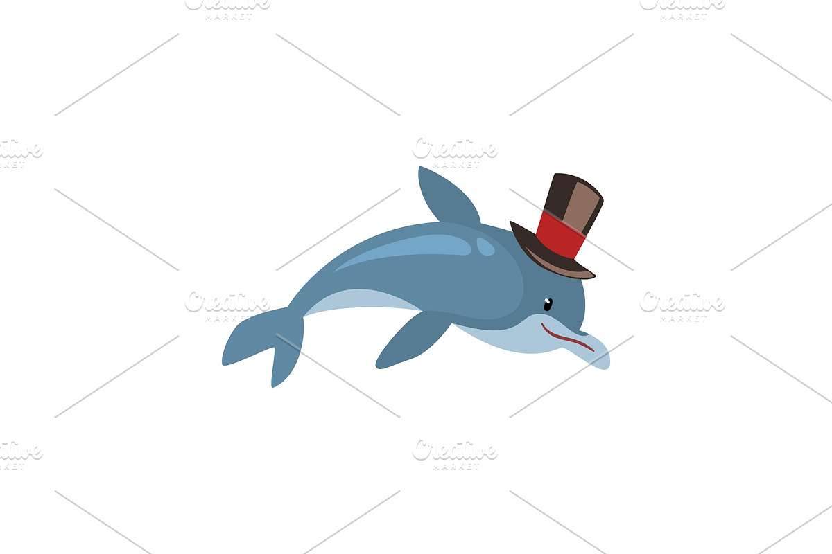Dolphin Swimming Wearing Black Top in Illustrations - product preview 8