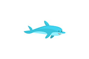 Cute Cheerful Dolphin Cartoon Sea