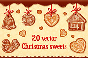 20 vector Christmas gingrebreads