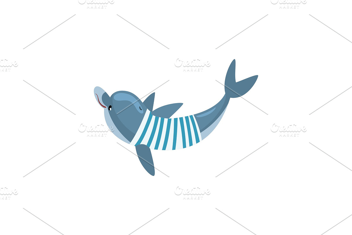 Dolphin Swimming Waring Nautical in Illustrations - product preview 8