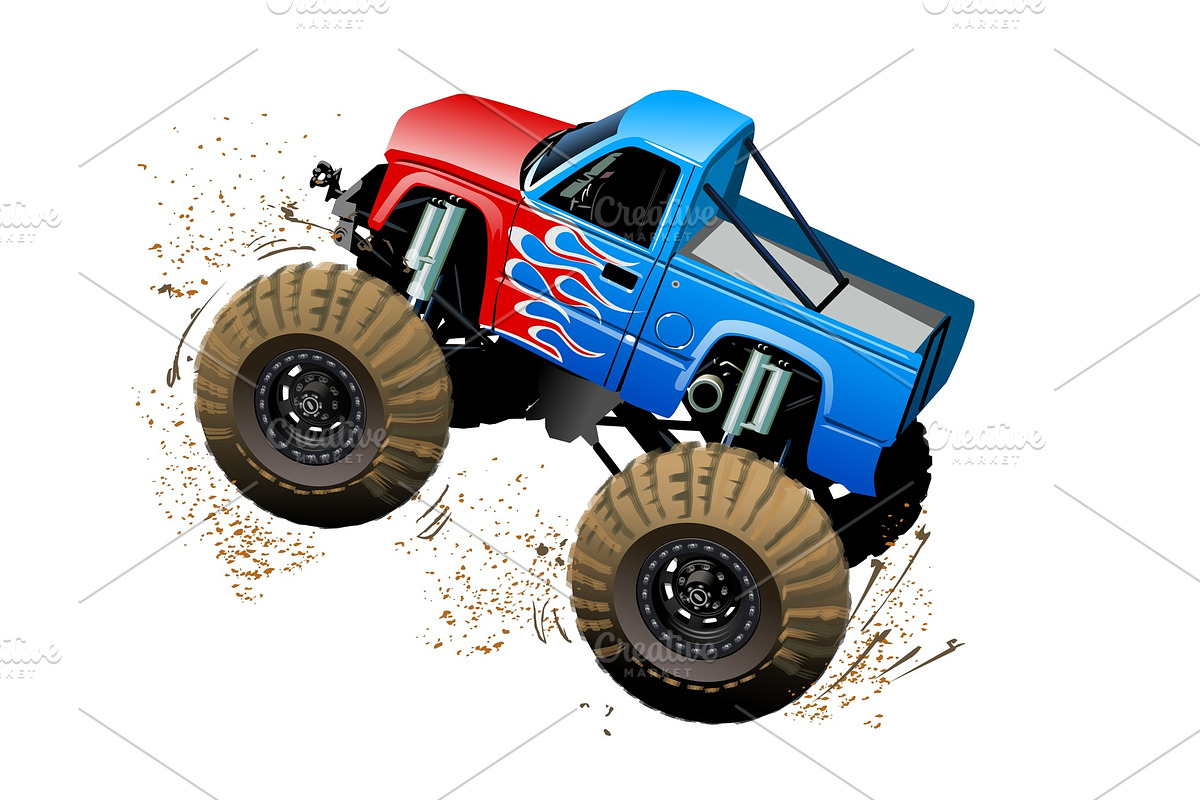 Cartoon Monster Truck isolated on in Illustrations - product preview 8