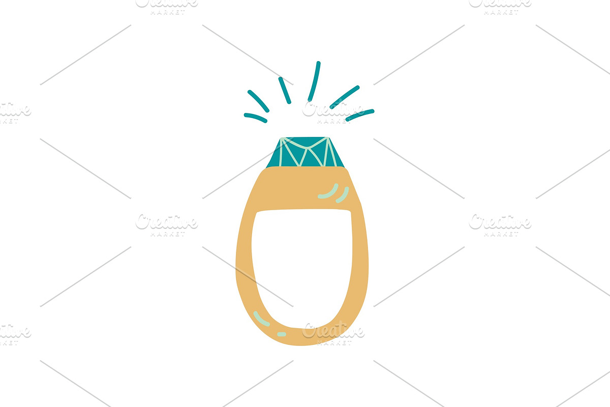 Gold Ring with Sparkling Stone in Illustrations - product preview 8