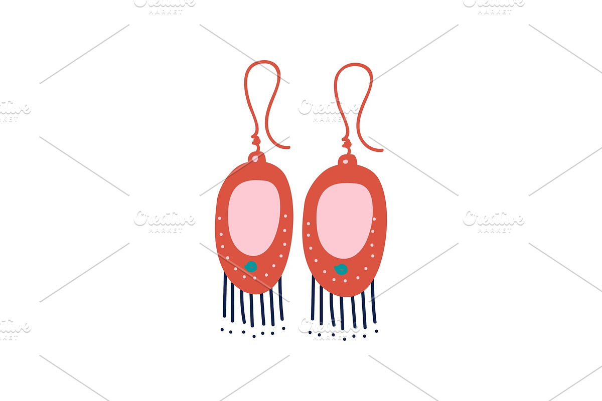 Red Earrings with Gemstones in Illustrations - product preview 8