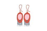 Red Earrings with Gemstones