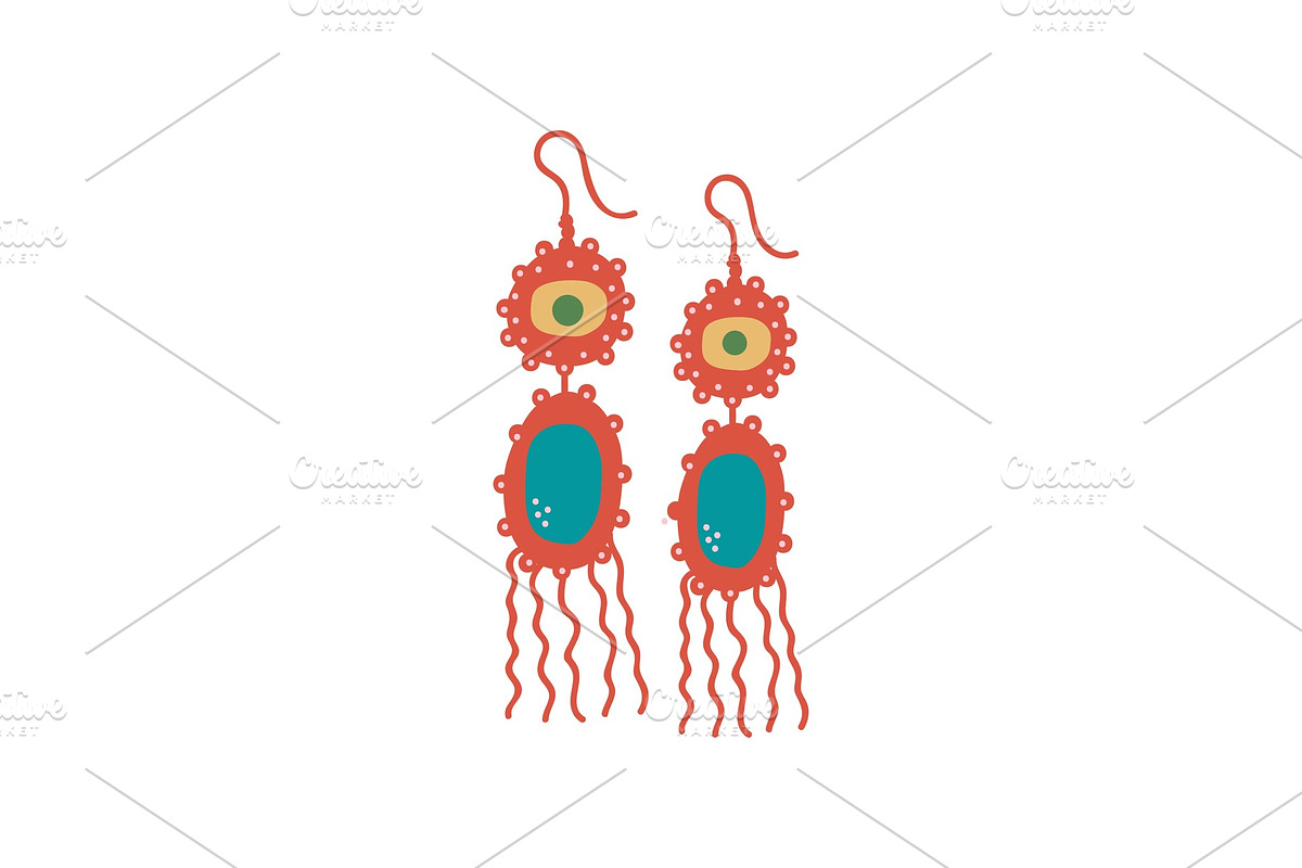 Golden Earrings with Gemstones in Illustrations - product preview 8