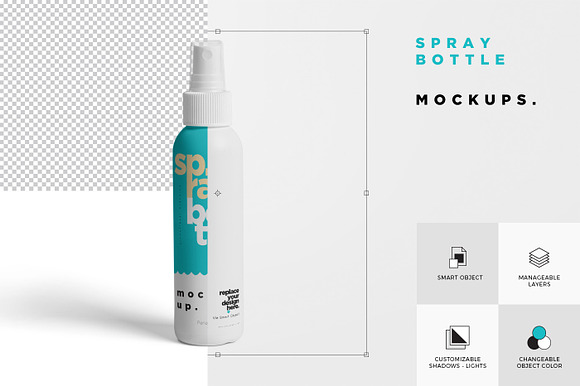 Plastic Spray Bottle Mockups in Product Mockups - product preview 4
