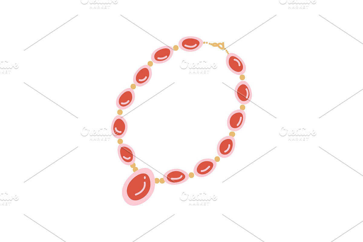 Red Beaded Necklace with Pendant in Illustrations - product preview 8