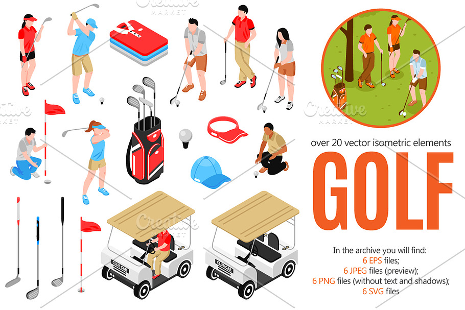 Golf Isometric Set in Illustrations - product preview 8