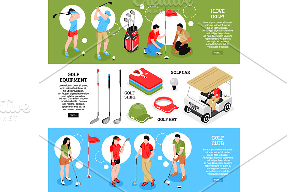Golf Isometric Set in Illustrations - product preview 1