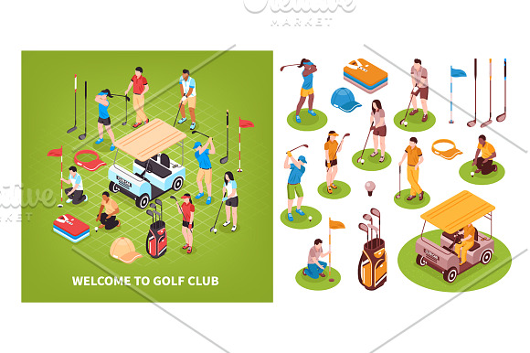 Golf Isometric Set in Illustrations - product preview 3