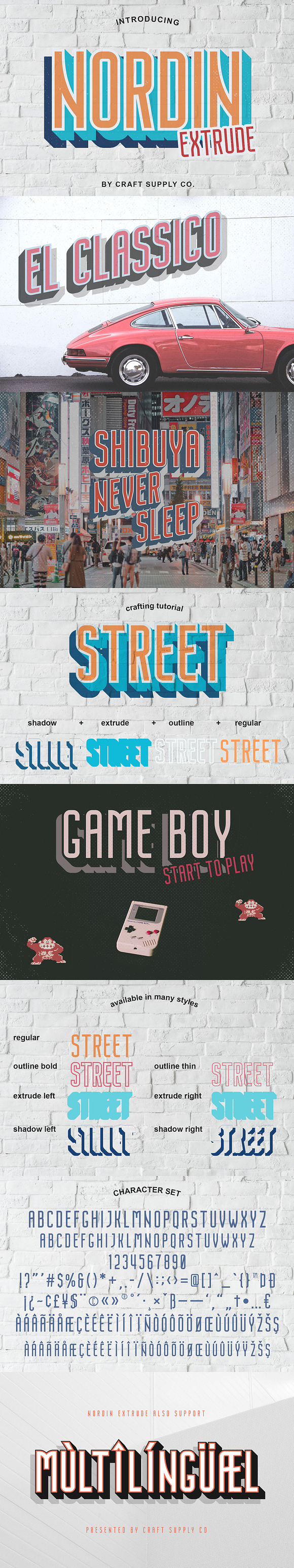 Nordin Extrude Font Family in Sans-Serif Fonts - product preview 8