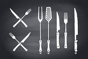 Meat cutting knives and forks set