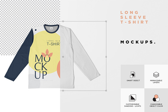 Long Sleeve T-Shirt Mockups in Product Mockups - product preview 4